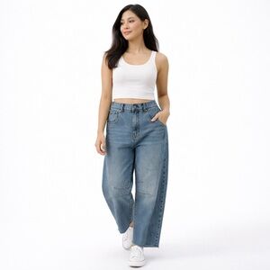 Showpo High Waisted Barrel Leg Jeans Women’s US 8 Vintage Y2K Denim